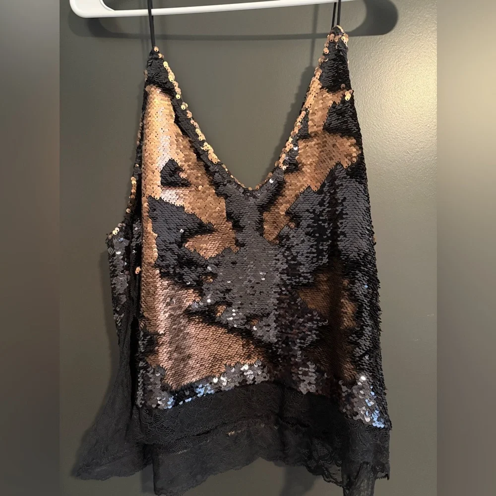 Free People Intimates Sequin Black Cami Top - Picture 4 of 5